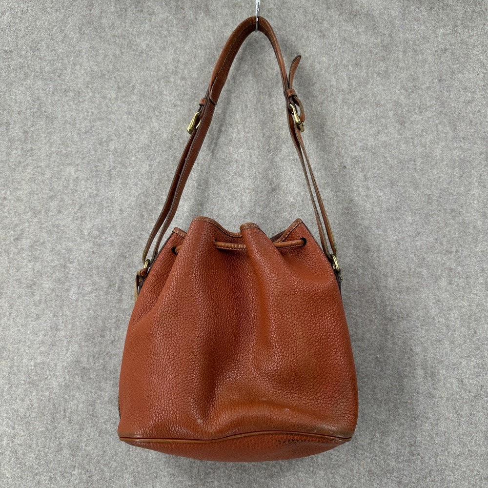 VTG DOONEY & BOURKE Tan Brown Bucket Bag Purse All Weather Leather‎ Shoulder - Picture 8 of 14